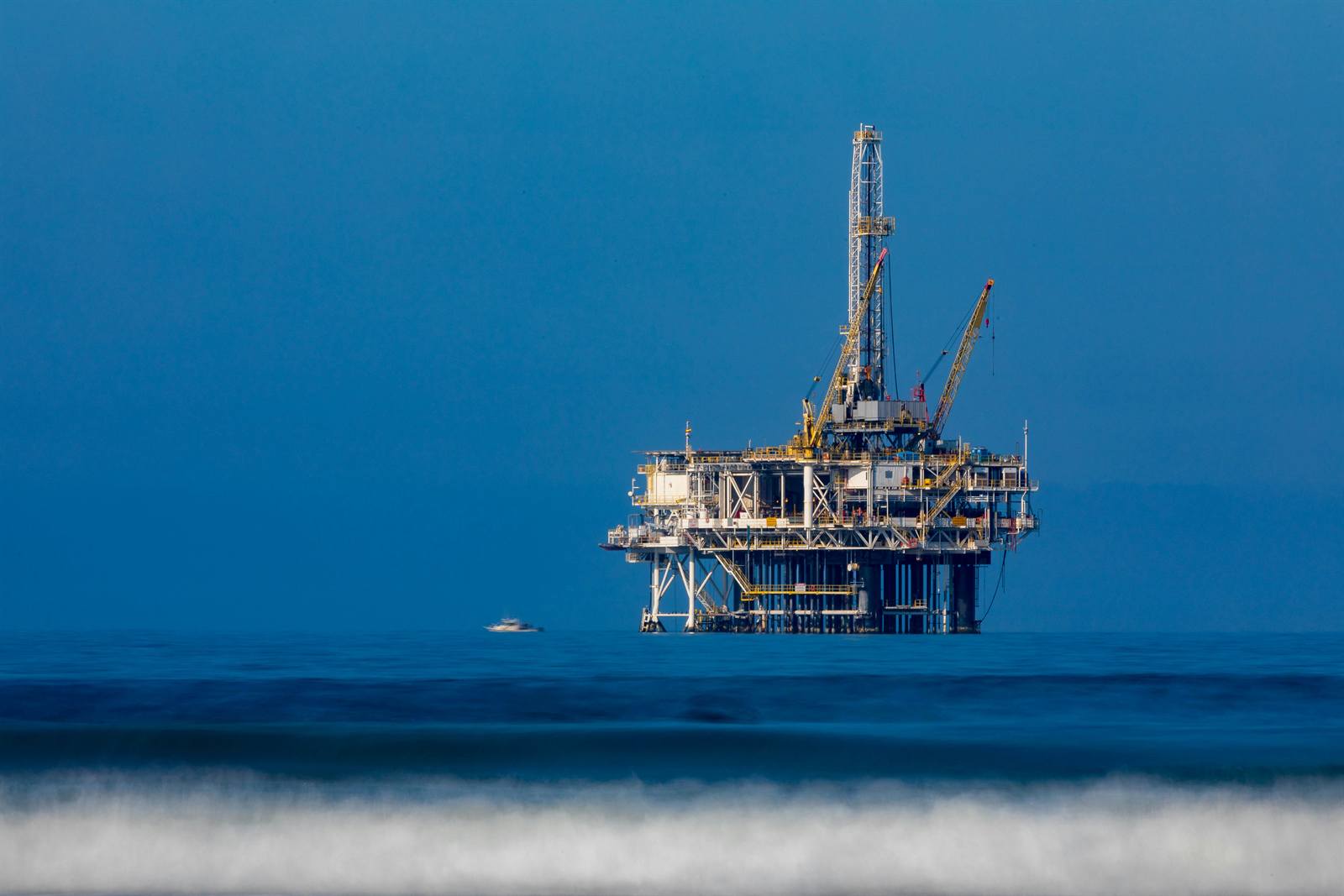 Offshore oil platform standing in open water